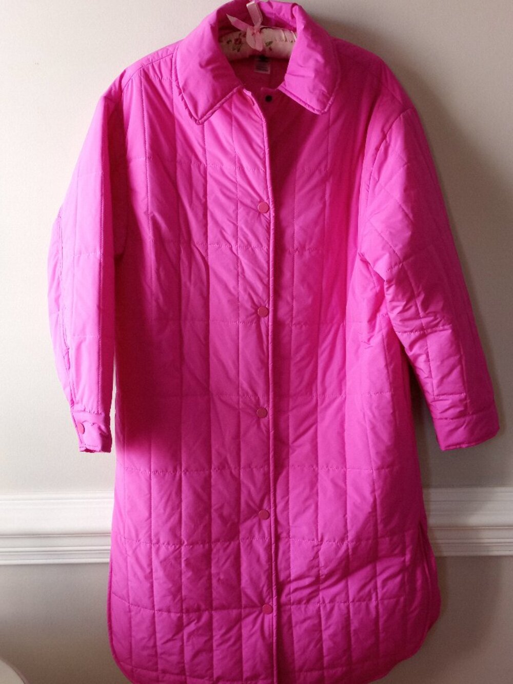 'SANS SOUCI' Oversized Pink Quilted Coat w/Pockets Size S NWOT
